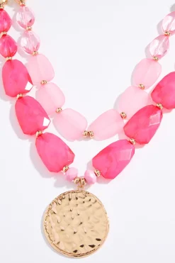 Cato Layered Lucite Pendant Necklace><noscript><img width=