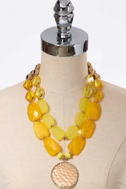 Cato Layered Lucite Pendant Necklace><noscript><img width=