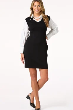 Cato Layered Mixed Media Sweater Dress><noscript><img width=