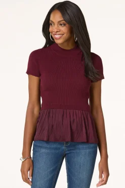 Cato Layered Satin Hem Sweater> Sweaters