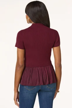 Cato Layered Satin Hem Sweater><noscript><img width=
