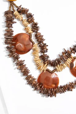 Cato Layered Wood Chip Necklace><noscript><img width=