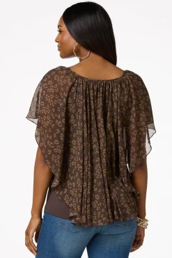 Cato Leopard Capelet Top> Tops