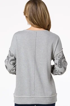 Cato Leopard Paisley Panel Sweatshirt> Tops