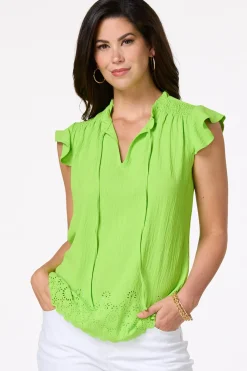 Cato Lime Laser Cut Tank> Tops