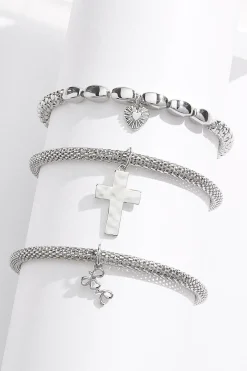 Cato Love Cross Silver Stretch Bracelet Set> Inspirational|Bracelets