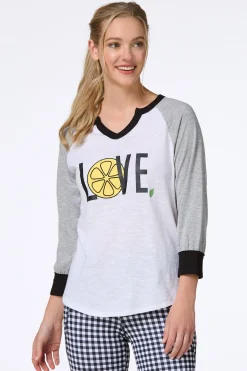 Cato Love Lemon Baseball Tee> Athleisure|Tops