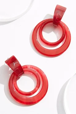Cato Lucite Red Ring Earrings> Earrings
