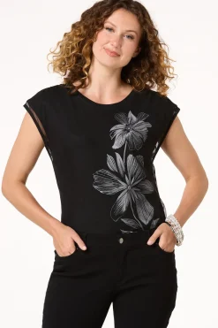Cato Mesh Floral Top> Tops
