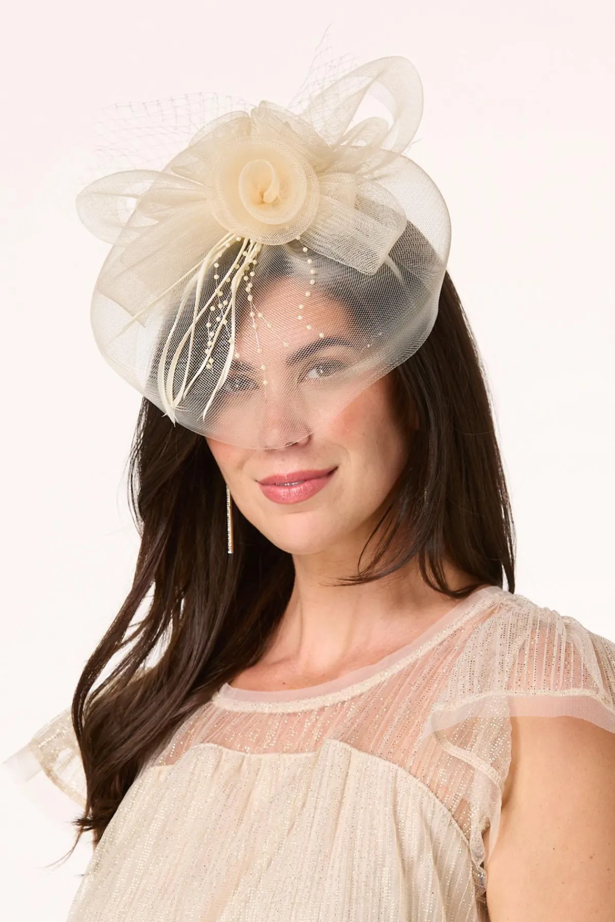 Cato Mesh Flower Feather Veil Fascinator> Hats & Hair