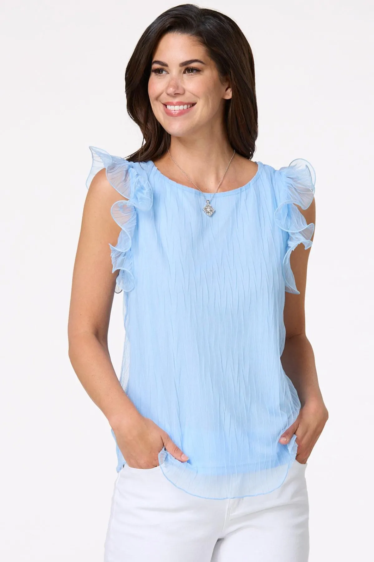 Cato Mesh Flutter Sleeve Top> Tops