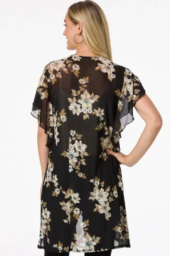 Cato Mesh Midnight Floral Kimono> Tops
