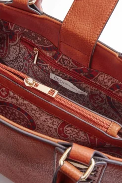 Cato Metallic Disc Whipstitch Satchel><noscript><img width=