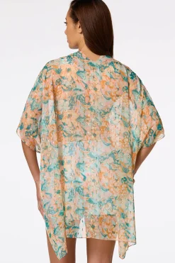 Cato Metallic Floral Kimono> Cover Ups|Tops