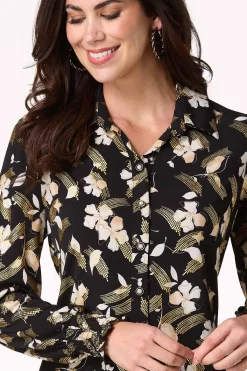 Cato Metallic Floral Pearl Button Shirt><noscript><img width=