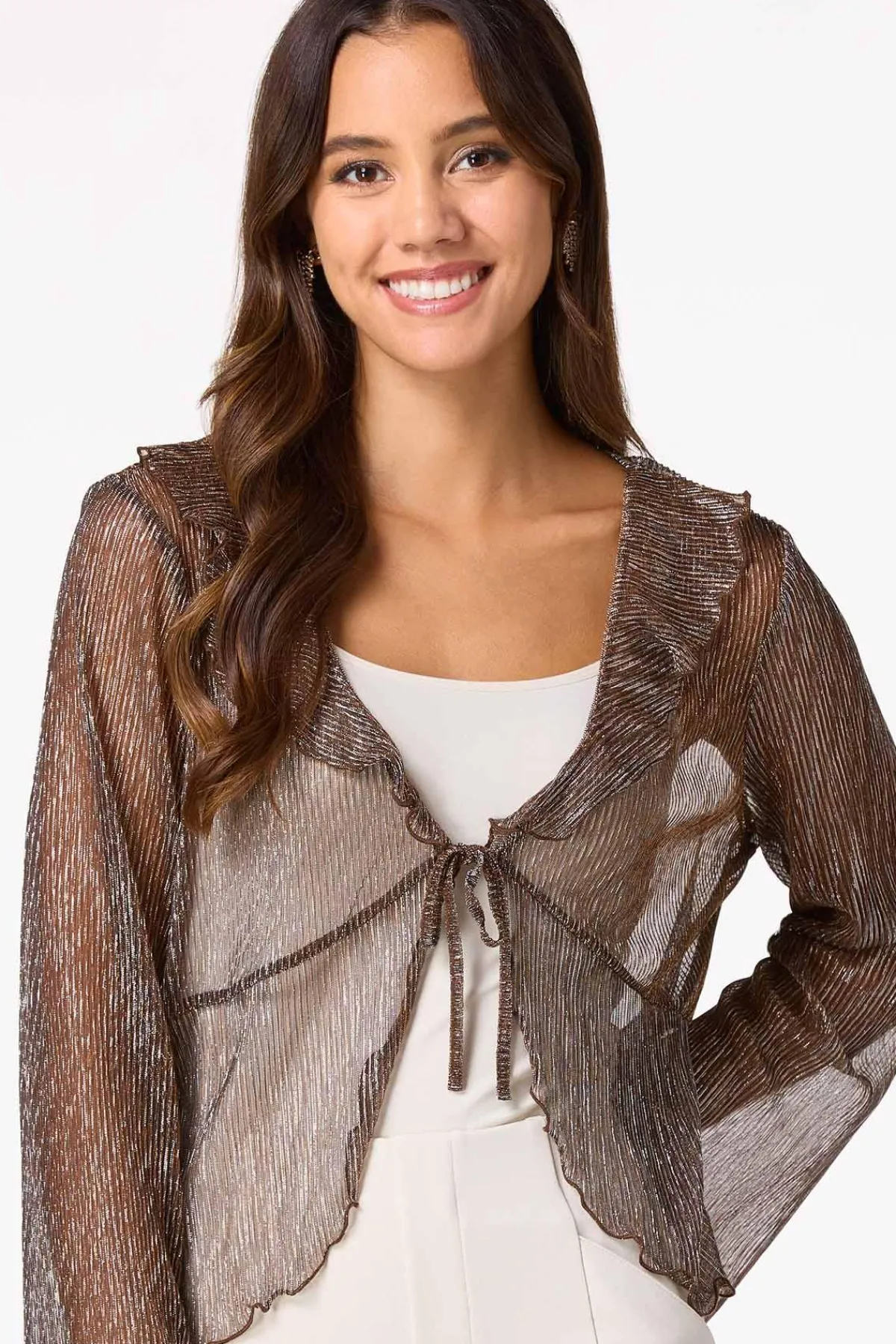 Cato Metallic Ribbed Kimono> Tops