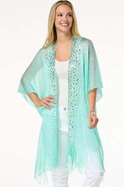 Cato Metallic Sequin Kimono> Cover Ups|Tops