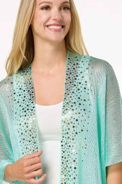 Cato Metallic Sequin Kimono><noscript><img width=