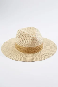 Cato Metallic Straw Band Panama Hat> Hats & Hair