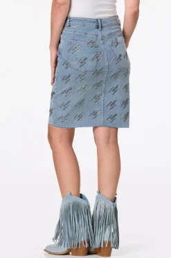 Cato Metallic Stud Denim Skirt> Skirts|Jeans