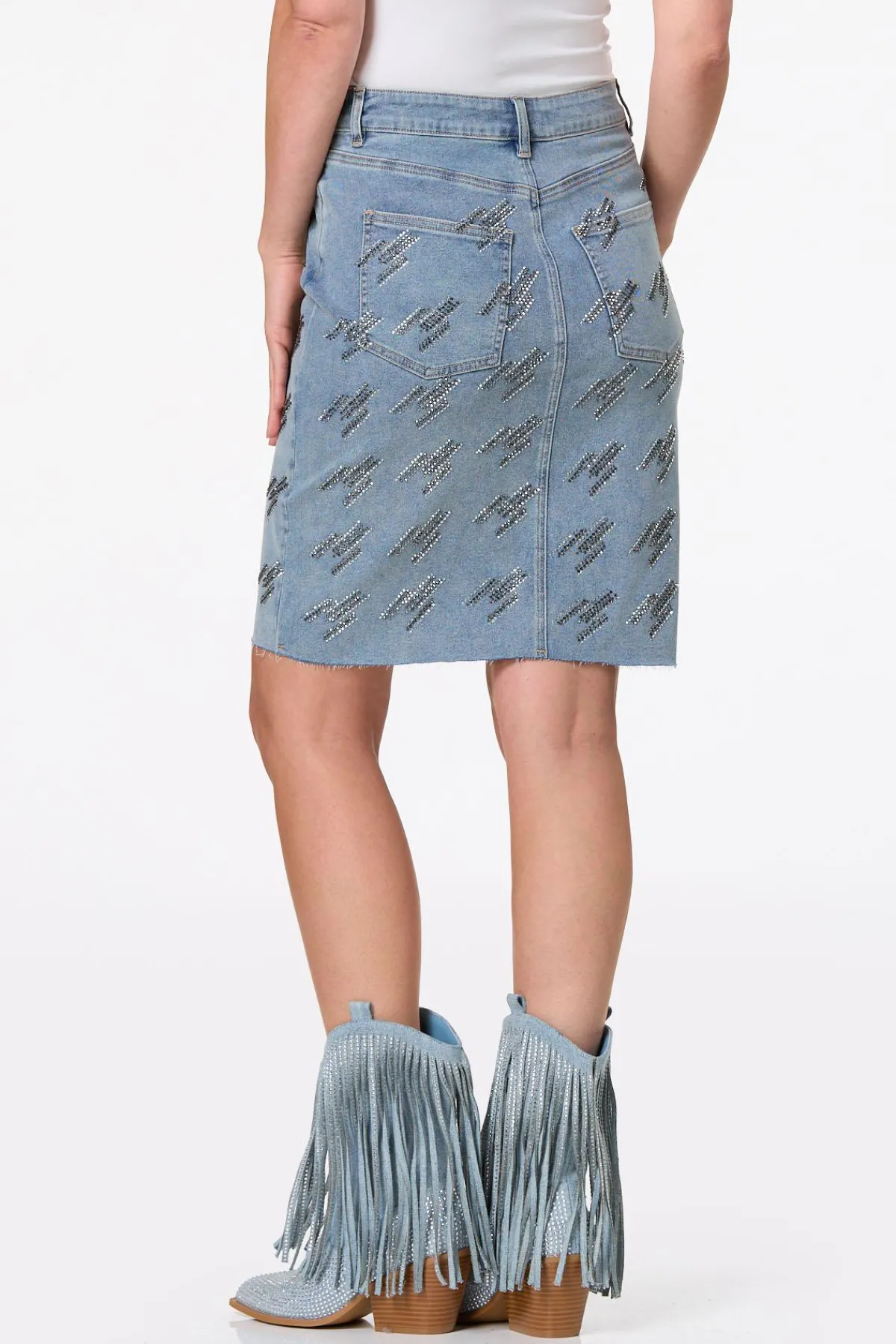 Cato Metallic Stud Denim Skirt> Skirts|Jeans