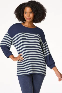 Cato Mix Stripe Tunic> Athleisure|Tops