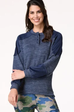 Cato Mixed Waffle Henley Top> Athleisure|Tops
