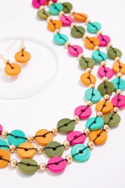 Cato Color Wood Necklace Set><noscript><img width=