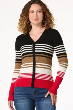 Cato Multi Stripe Cardigan> Sweaters