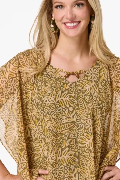 Cato Natural Floral Wood Bead Capelet><noscript><img width=