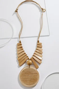 Cato Natural Wood Adjustable Pendant Necklace> Necklaces