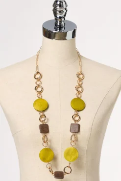 Cato Natural Wood Necklace Set><noscript><img width=