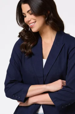 Cato Navy Linen Blazer><noscript><img width=