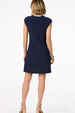Cato Navy Ruffled Trim Dress> Dresses
