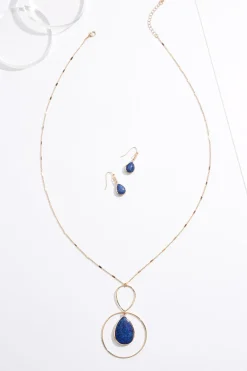 Cato Navy Tear Pendant Necklace Set> Sets|Necklaces