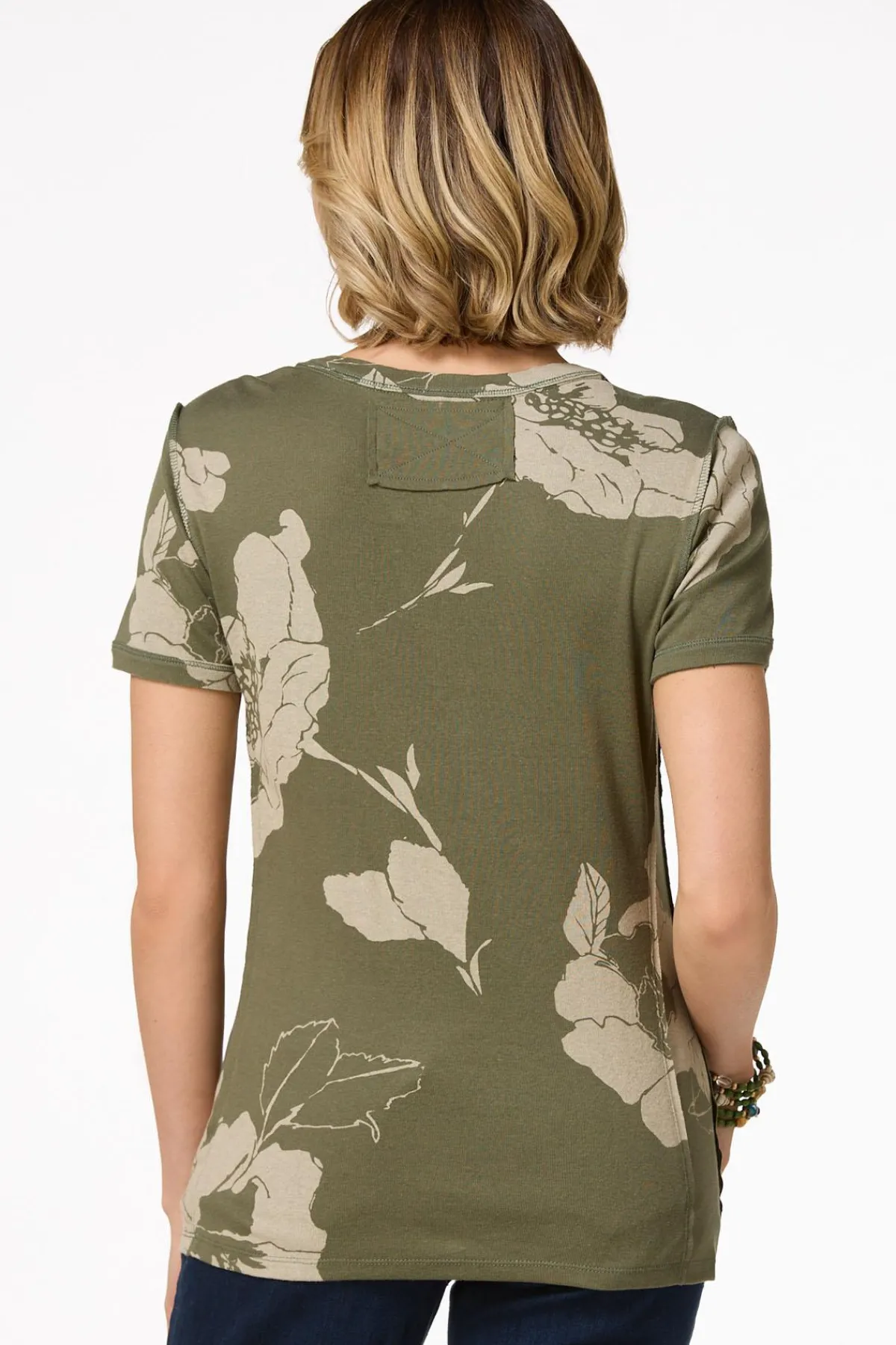 Cato Olive Floral Top> Tops