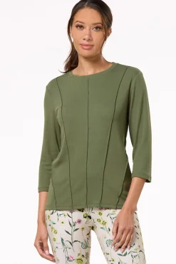 Cato Olive Seamed Top> Athleisure|Tops