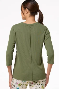 Cato Olive Seamed Top><noscript><img width=
