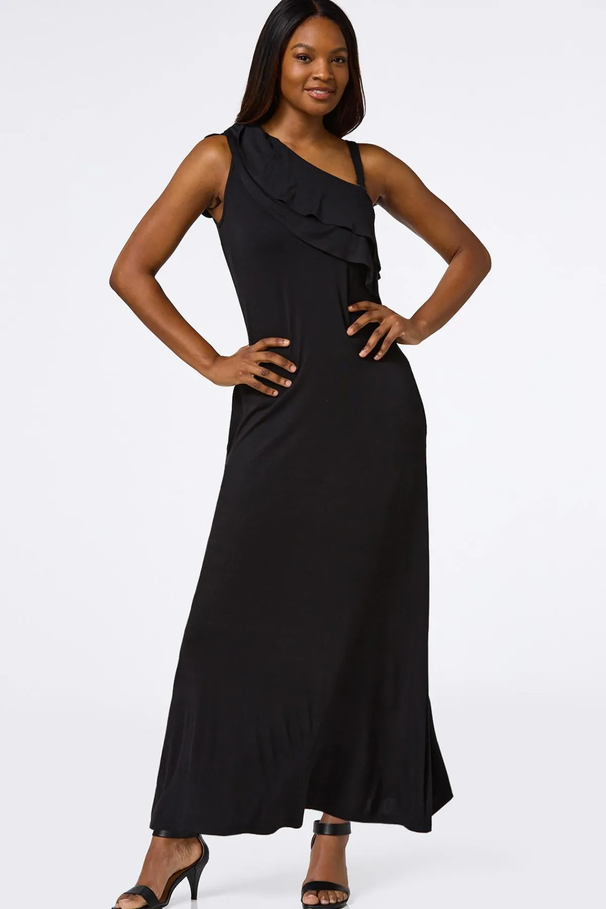 Cato One Shoulder Ruffled Maxi Dress> Dresses