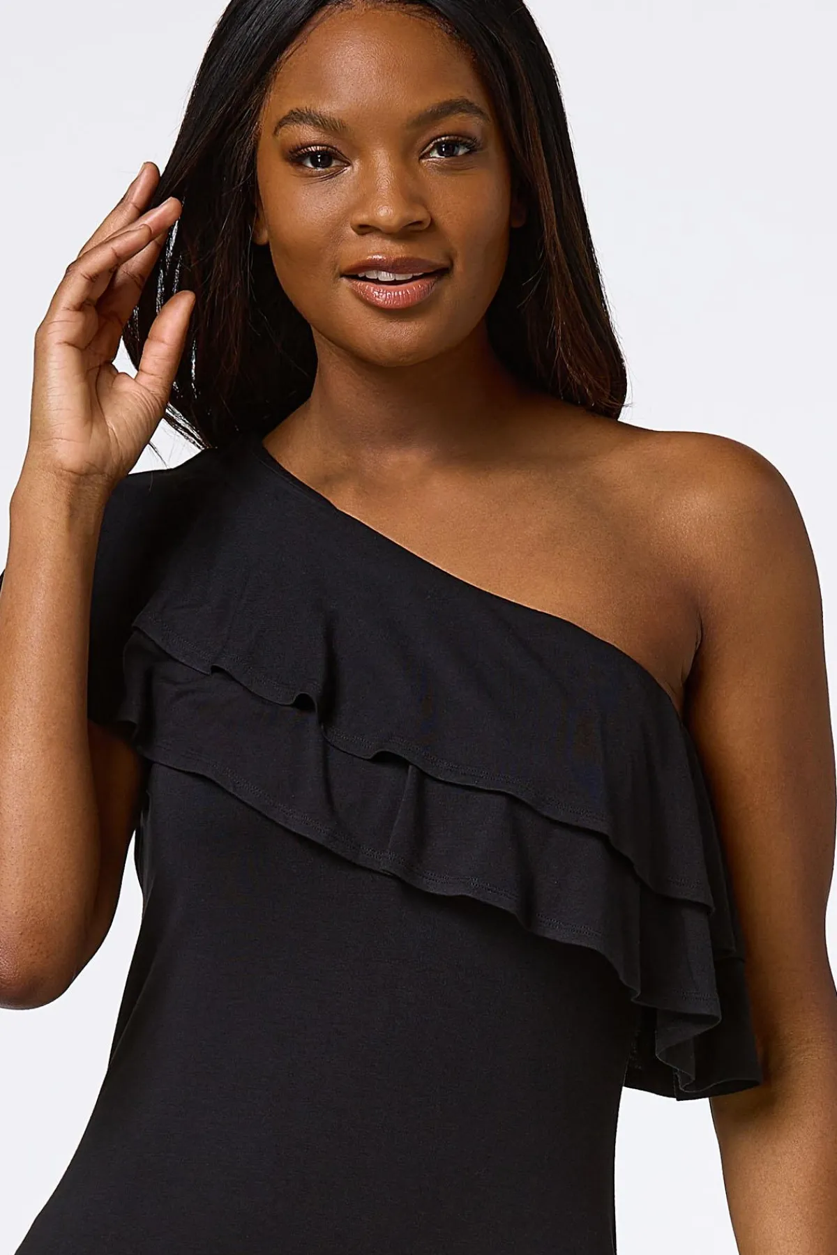 Cato One Shoulder Ruffled Maxi Dress> Dresses