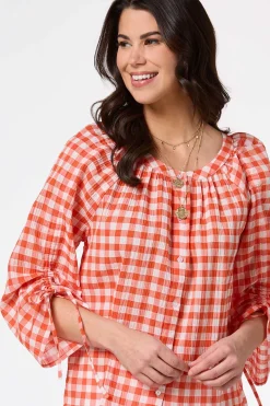 Cato Orange Check Top><noscript><img width=