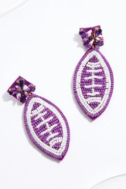 Cato Orange Seed Bead Football Earrings> Earrings