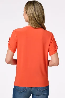 Cato Orange Tie Front Top> Tops