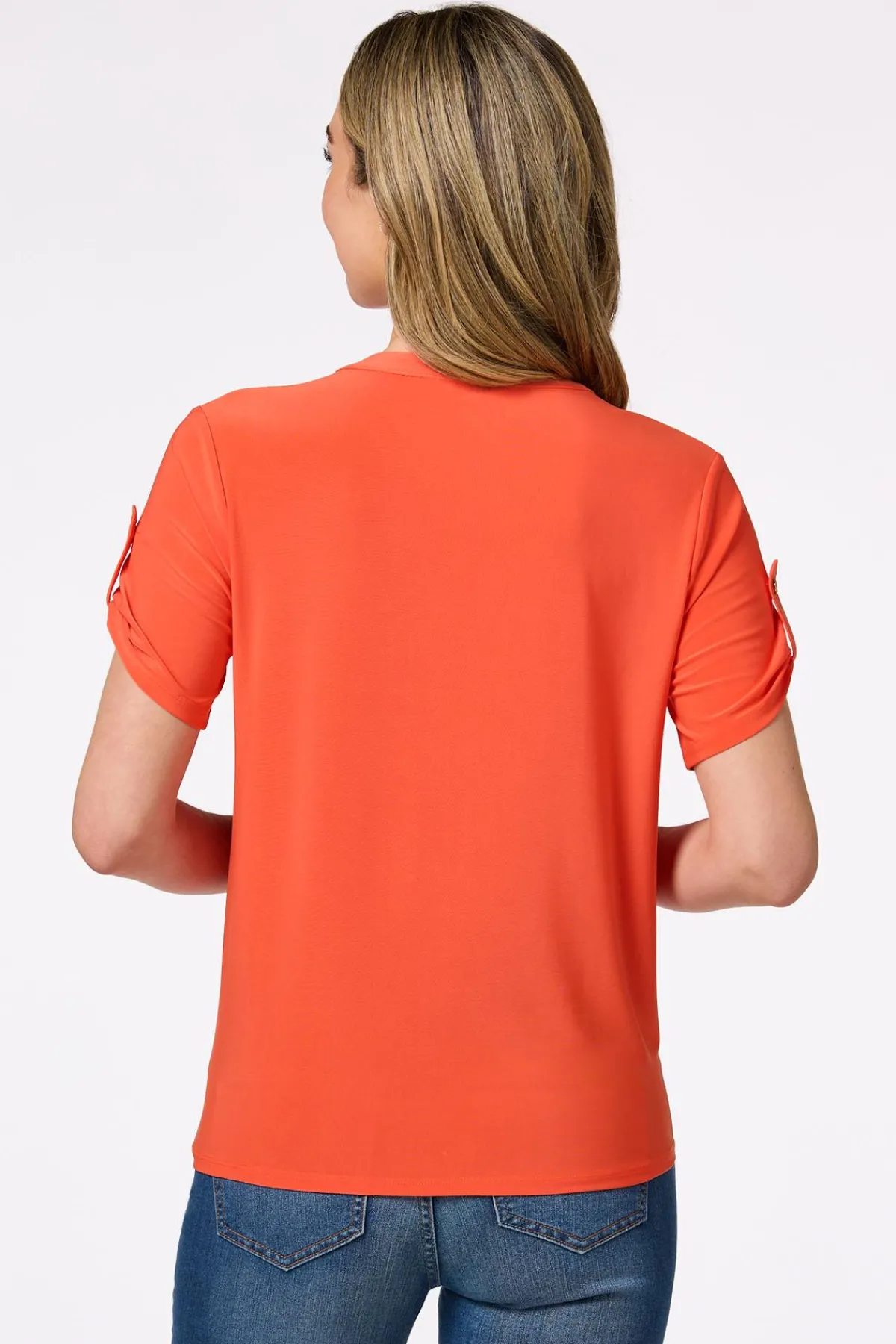 Cato Orange Tie Front Top> Tops