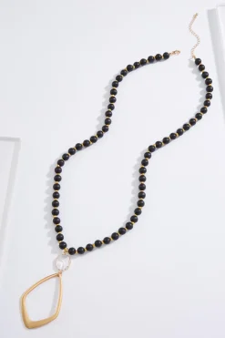 Cato Painted Wood Diamond Pendant Necklace> Necklaces