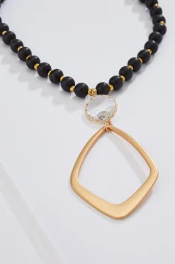Cato Painted Wood Diamond Pendant Necklace><noscript><img width=