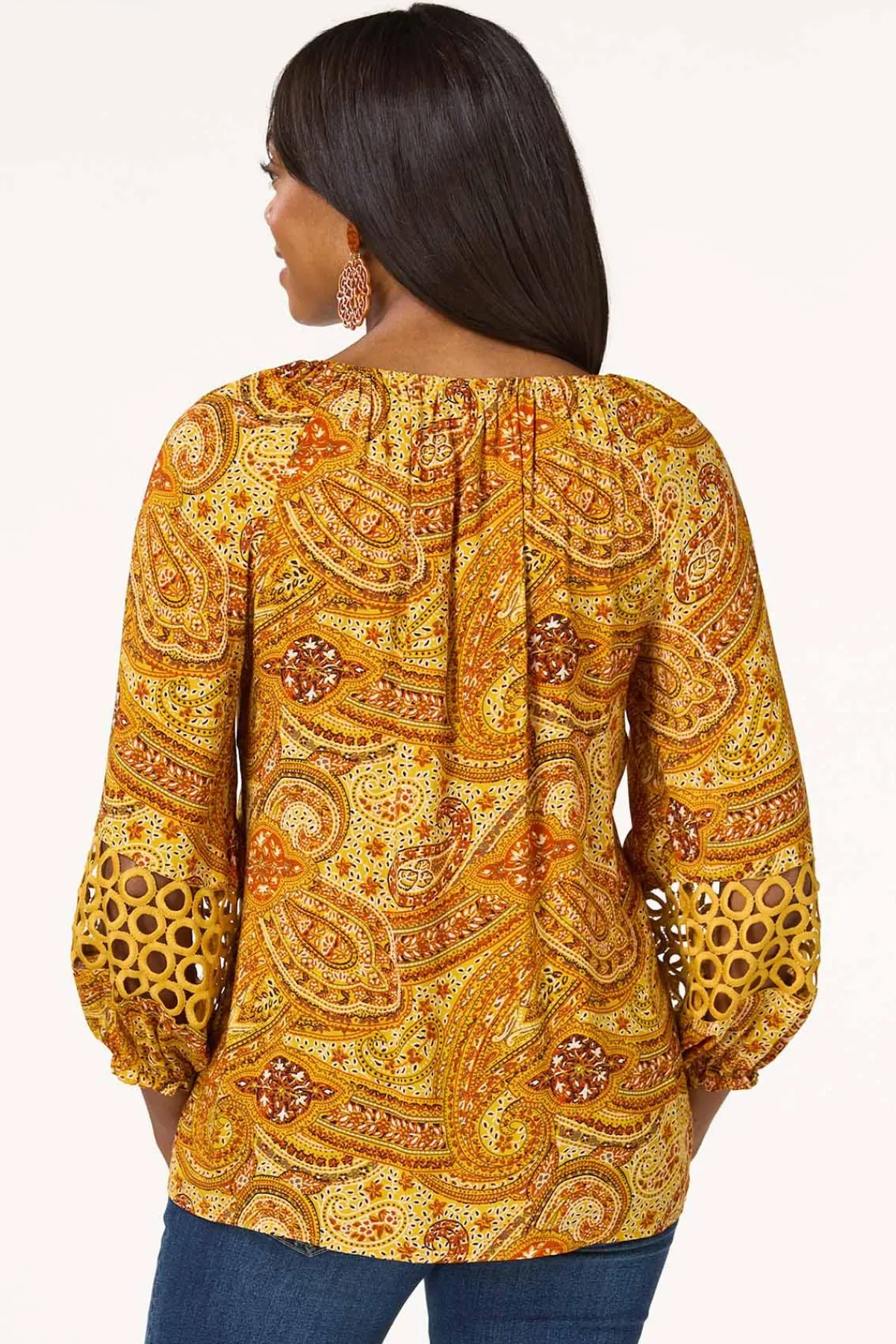 Cato Paisley Crochet Trim Top> Tops