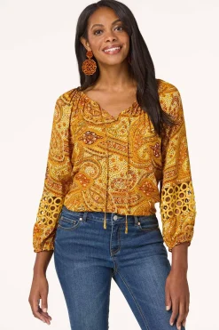 Cato Paisley Crochet Trim Top><noscript><img width=