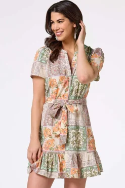 Cato Paisley Patch Tie Waist Dress> Dresses