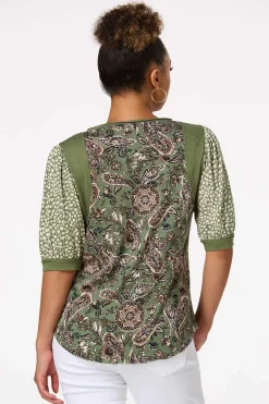 Cato Paisley Puff Sleeve Top> Tops